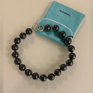 Tiffany & Co. Paloma Picasso Hematite Bead Choker with sterling silver clasp.